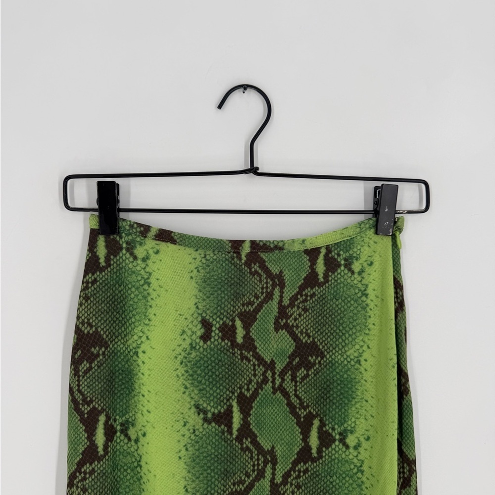 Cult Gaia x Bratz Meygan Green Snakeskin Side Slit Midi Slip Skirt
